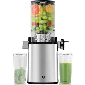 Masticating Juicer,5.3" Inch Feeding Chute Supports Whole Fruits and Vegetables, 350W Slow Cold Press Juicer,Self Feeding Effortless for Batch Juicing, High Juice Yield for Home