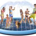 VISTOP Non-Slip Splash Pad for Kids and Dog, Thicken Sprinkler Pool Summer Outdoor Water Toys - Fun Backyard Fountain Play Mat for Baby Girls Boys Children or Pet Dog (117 inch, Blue&Blue)