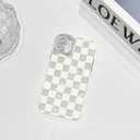 NITITOP Compatible with iPhone 12 Case Cute Checkerboard Checker Plaid Shell Textures for Girls Women Men Soft TPU Slim Hard Back with Lens Protective Phone Cover - White