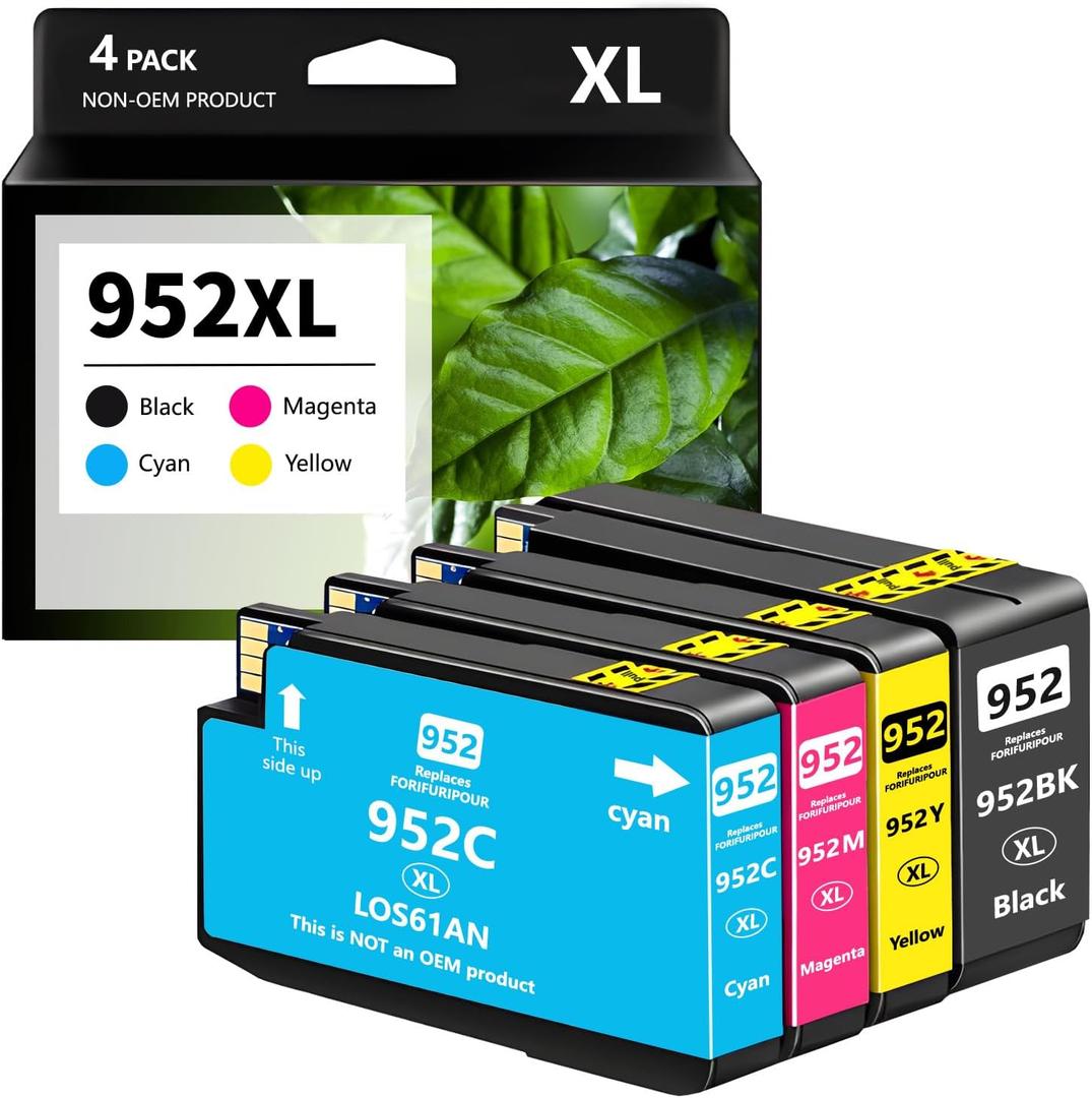 952XL Ink Cartridges Combo Pack Replacement for HP 952 952XL Printers Ink Compatible for HP OfficeJet Pro 8710 7740 8720 8210 8715 7720 8702 8725 8740 8730 Printers (Black Cyan Magenta Yellow)