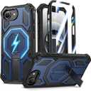 Magnetic for iPhone 17e Case/iPhone 16e Case with Screen Protector & Invisible Kickstand, [Compatible with MagSafe] 3-in-1 Full Body Military Grade Heavy Duty Phone Cover for iPhone 17 E/16 E, Blue