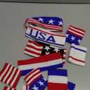 4 Sets American Flag Sports Headband and Wristband Striped Sweatband Headband and Wristband Set 4th of July Sports Sweatbands for Running, Basketball, Exercise