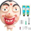 Pimple Popping Squishy Stress Relief Fidget Toy Reusable Silicone Pimple Popper Set Soft Sensory Squeeze Toy with Refill Kit Satisfying Burst Play for Desk Relaxation Large Size (ChompFace)