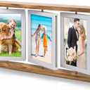 ZEEYUAN 4x6 Rotating Picture Frame Desktop Rustic 4x6in Wooden Photo Frames, Double Side-Display 6 Photos, Floating 4x6 Collage Family PictureFrame for Tabletop Display