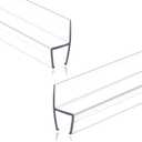 Frameless Shower Door Seal Strip 2 Pack x 39 Inch H for 3/8" Thick Glass Shower Door Side Seal Strip Bottom Seal Door Sweep, Ultra Clear Polycarbonate Stop Showers Leaks Create A Water Barrier