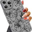 OOK Magnetic for iPhone 16 Pro Case Grey Flower Lily Pattern [Compatible with MagSafe] Slim Translucent Matte Camera Lens Protection Case for iPhone 16 Pro, Grey Lily Pattern (6.7")