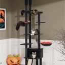 Large Cat Tree Floor to Ceiling for Adult Cats, 86in-108in Heavy Duty Cat Tower, 18.9in Perch Bed Condo for Indoor Cat Pet, Gothic Black