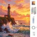 CT SUN Paint by Numbers for Adults - Aesthetic Cottagecore Landscape - Whimsical DIY Oil Painting Kits - Relaxing Arts and Crafts Gift - 16"x20" (The Golden Hour Coast)