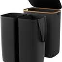 GARPROVM Double Laundry Hamper with Lid 150L Large Laundry Basket with Bamboo Handles Foldable Clothes Hampers with 2 Removable Liner Bags for Laundry for Bedroom Bathroom Dorm Laundry Room, Black, 22.54" x 14.56" x 28.75"