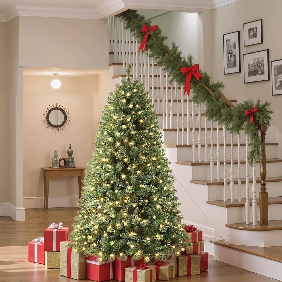 SHareconn 5ft Prelit Premium Artificial Classic Spruce Christmas Tree, 180 Warm White & Color LED Changing Lights, 556 Branch Tips, Perfect Choice for Xmas Decoration,5 FT