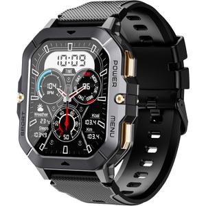 Gravity C28 Rugged Smartwatch  AI Watch Face, 100+ Sports Modes, Bluetooth Call, Waterproof, Heart Rate & Sleep Monitoring, Fitness Tracker for Men & Women (Black)