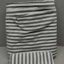 MooMee Striped Duvet Cover Set 100% Washed Cotton Linen Like Textured Breathable Durable Soft Comfy (Dark Grey White Classic Stripes, King 104"x90")