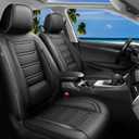 Fit HR-V Car Seat Covers for Select Honda HRV 2016-2025 2026 LX/EX/EXL/Sport - Full Coverage Leather, Airbag Compatible, Waterproof & All Weather Seat Cushion Protector, Full Set, Black