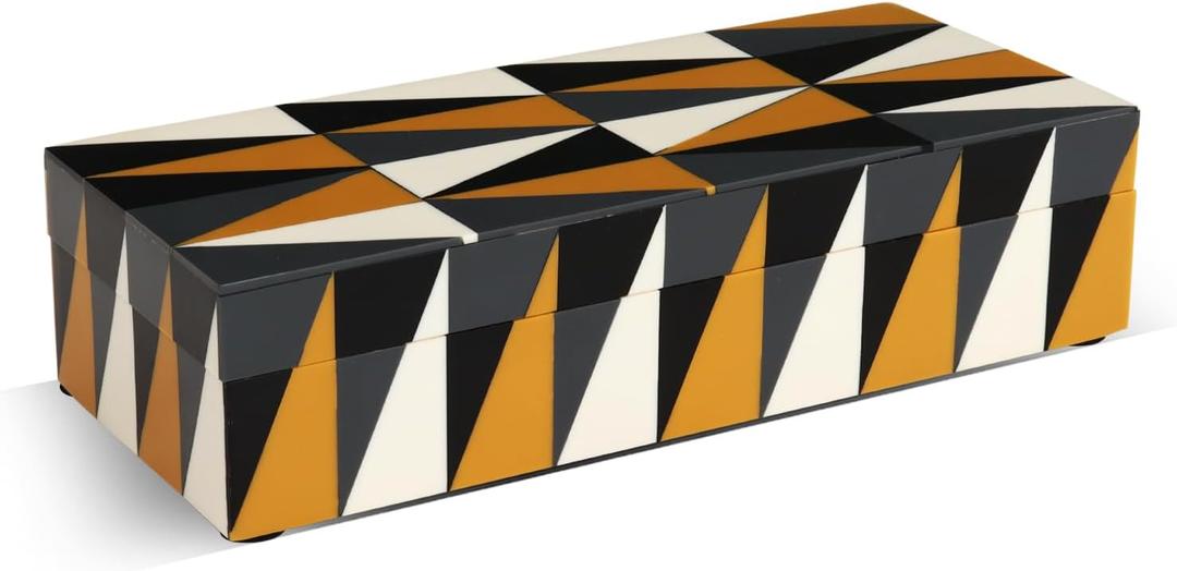 Handicrafts Home Decorative Storage Box with Lid, Box for Remote Controls, Coffee Table Storage Organizer, Keepsake Decorative Box for Living Room, Shelf & Hallway Decor, Puzzle Guild 10 x 4.5 x 2.5