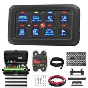 DaierTek 8 Gang Switch Panel RGB LED Lighted Multi-Function Switch Pod Toggle Momentary Pulsed Touch Control Switch Panel Dimmable for Car ATV UTV Boat Marine