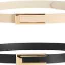 YooAi Womens Leather Belt Skinny Waist Belt for Dresses Jeans Pants with Gold Buckle
