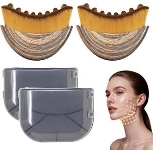 2Pcs Lymphatic Contour Face Brush, Lymphatic Drainage Massager with Super Soft Bristles, Face Sculpting Brush to Reduce Puffiness & Define Jawline, Dry Brush with Hypoallergenic Ergonomic