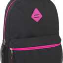 Large School Backpacks with Mesh Side Pockets  Classic 19 Inch Solid Color Backpacks for Kids, Men, Women, Travel (Black & Pink)