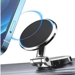 Magnetic Phone Holder for car, Super Strong 10X Magnet [ with 2 Metal Plate ] Magnetic car Mount for Cell Phone, [ 360 Rotation ] Universal Dashboard car Mount Fits All Smartphones (Black-1 Pack)