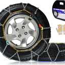 Snow-Chains Auto Fixing 1 Min Quick Fit Easy Installation Tire-Chains, Portable Reusable Universal Emergency Tire Traction Chain for Passenger Car, Pickup Trucks and SUV - Set of 2 (HKN-130)