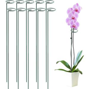 HiGift 10 Pack 36 Inch Plant Support Stake for Tall Plant, Garden Single Stem Flower Support Stake Indoor Plant Cage Support Ring for Peony, Orchid, Lily, Rose
