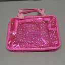 Hot Pink Star Large Cosmetic Bag 12x5x8 inch Travel Pouch with Handle,Durable PVC Material,Zipper Design-Ideal for Makeup,Travel Essentials