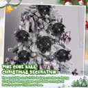 Syhood 12 Pcs Christmas Ball Ornaments Glitter Pinecone Balls Xmas Tree Decoration Hanging Pinecone Ornaments Rustic Pine Cones for Xmas Winter Party Holiday Wedding Home Decorations(Black)