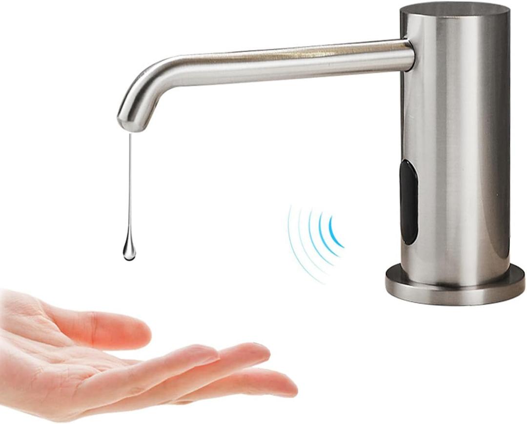 Automatic Touchless Soap Dispenser with 1000ml Capacity, Infrared Sensors, Built-in Sink Soap Dispenser for Bathroom, Kitchen, Commercial Use, Smart Home (Brushed)