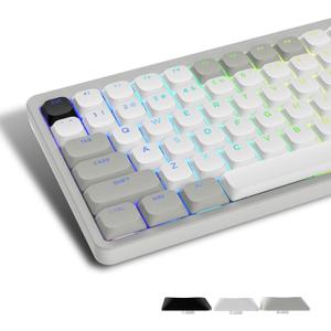 Womier Low Profile Keycaps - Shine Through Keycaps 60 65 75 100 Percent, Keyboard Key caps PBT Full Size for Cherry Gateron MX Switches Mechanical Keyboard, Grey/White