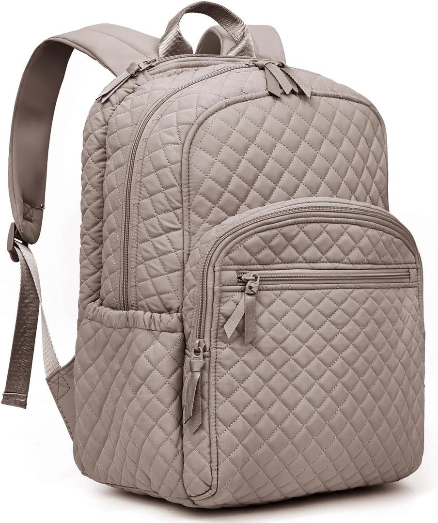 Backpack for Women,College Backpack,Quilted Casual Daypack,Waterproof Bookbag for 15.6Inch Laptop