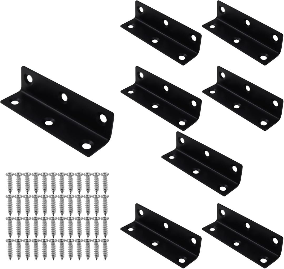 Long L Bracket,ULIFESTAR Black Corner Brace Brackets,Stainless Steel Corner Brackets,Heavy Duty Shelf Bracket,Metal Right Angle Bracket for Wood,100*25mm/3.94*0.98'' 8 PCS