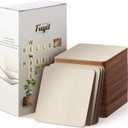 Fuyit Unfinished Wood Pieces, 50Pcs 5 x 5 Inch Blank Natural Wood Square Wooden Cutouts Board for DIY Crafts Painting, Scrabble Tiles, Coasters, Decoration