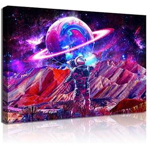Sosolong Planet Astronaut Canvas Wall Art,outer Space Wall Decor For Boys Bedroom Living room 5