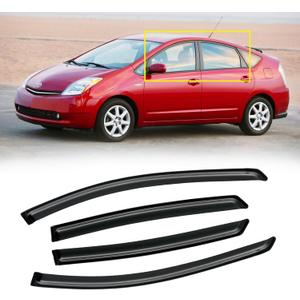 Window Visor for Toyota Prius 2004-2009, Out-Channel Rain Guards Shields Vent Deflector Shade Wind Dark Smoke 2005 2006 2007 2008, Tape-On Outside-Mount, 4PCS