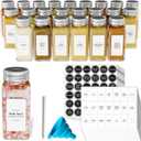 SpaceAid 24 Pcs Spice Jars with Labels, Empty 4oz Glass Spice Bottles, Minimalist Farmhouse Spice Labels Stickers with Funnel, Seasoning Containers for Spice Rack, Cabinet and Drawer
