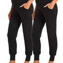 V VOCNI Women's Maternity Pants Maternity Activewear Jogger Track Cuff Sweatpants Over The Belly Stretchy Pregnancy Pants. Size L