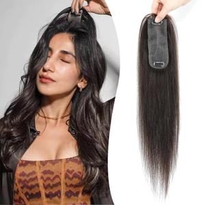 Urbeauty Hair Toppers for Women Real Human Hair for Thinning, 16 inch 2x5Silk Base Upgrade Topper, Clip-in Volume Enhancer, Natural-Looking, No Glue, Breathable, Lightweight