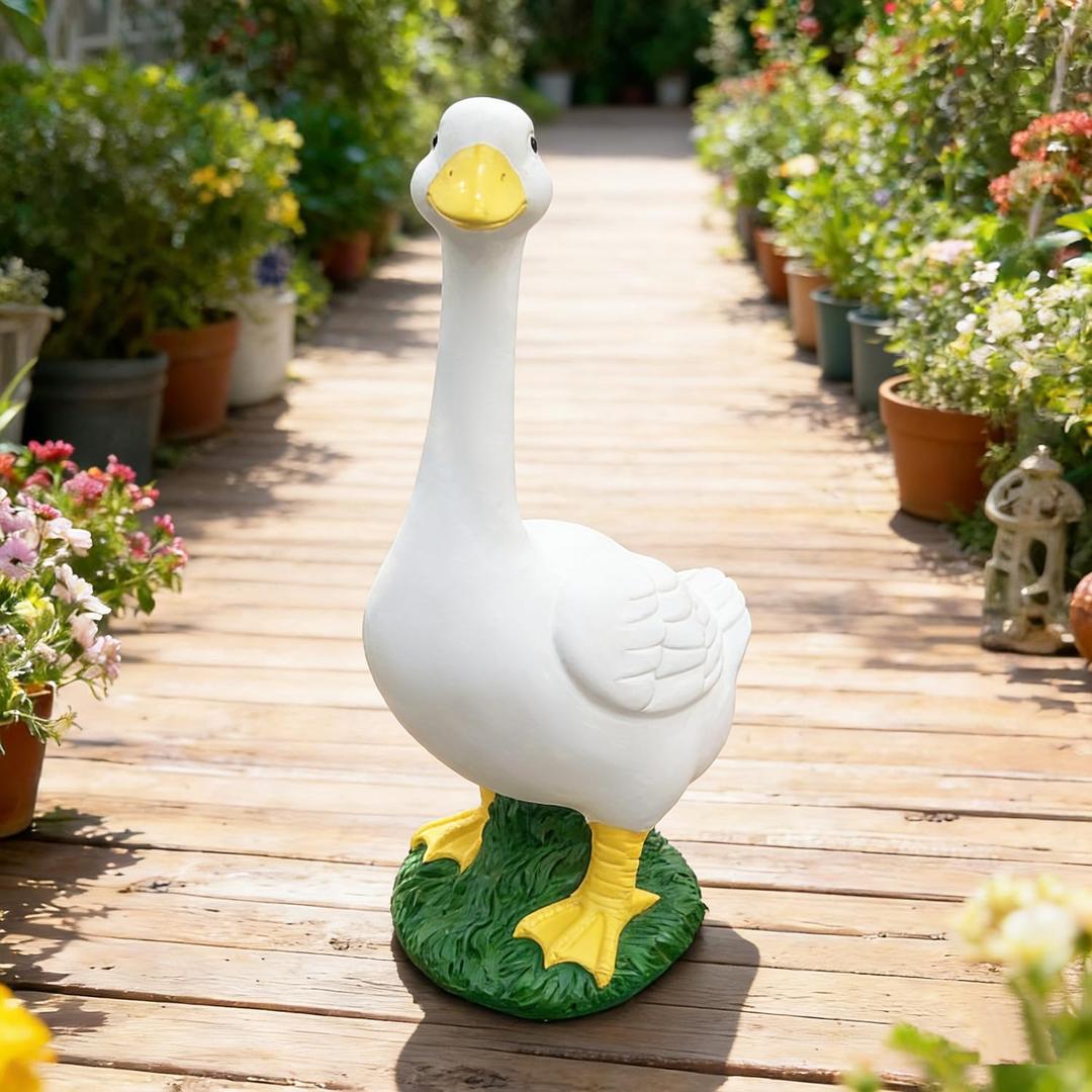 Porch Goose Statue Garden Decor - 20 Large Porch Goose Statues, Resin Duck Figurine, Indoor/Outdoor Decorations for Patio, Lawn, Yard, Housewarming Birthday Gifts for Mom Women Men
