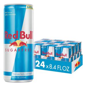 Red Bull Sugar Free Energy Drink with 80mg Caffeine plus Taurine & B Vitamins, 8.4 Fl Oz, 6 Packs of 4 Cans (Pack of 24) (EXP 07/31/26)