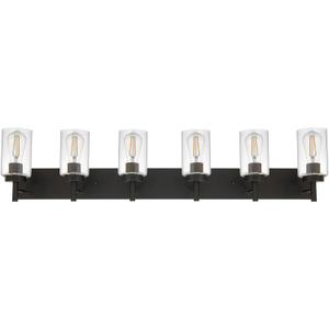 BONLICHT 6 Light Bathroom Lighting Over Mirror with Clear Glass Shade, Modern Black Vanity Light Fixture Industrial Kitchen Wall Lights Farmhouse Wall Sconce Lamp for Hallway Dining Room Living Room (6 Lights)