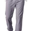 Runcati Mens Casual Pants Drawstring Elastic Waist Lightweight Linen Pants Loose Fit Straight Legs Beach Trousers (L)