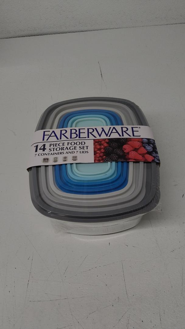 Farberware 14 Piece Plastic Square Nesting Set Food Storage, Multicolor
