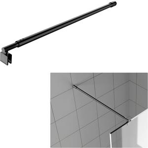 Black Shower Glass Support Bar, Wall-to-Glass Support Arm for 5/16'' to 3/8'' Thick Glass, 27.6'' to 47.2'' Shower Screen Support Telescopic Bar, for Fixed Frameless Shower Glass Panel, L27.6''