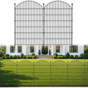 12 Pack No Dig Decorative Garden Fence Panels, 40in(H) x 29ft(L), Dog Fence Outdoor for Yard, Rustproof Metal Animal Barrier for Rabbits & Flowers, Temporary Fencing for Patio, RV