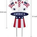 hogardeck 4th of July Decorations Outdoor, 31" Metal Patriotic Hat with Flag Star Rocket Decorative Garden Stakes for Fourth of July Decorations, Memorial Day Yard Signs for Garden Lawn Porch Decor