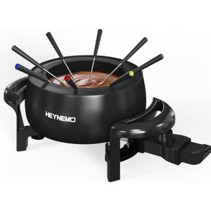 Electric Fondue Pot Set, 3 Quart Fondue Set for Melting Chocolate Cheese with 8 Color-Coded Forks, Adjustable Temp Control, 1000W Non-Stick Fondue Maker for Dessert, Broth and Oil