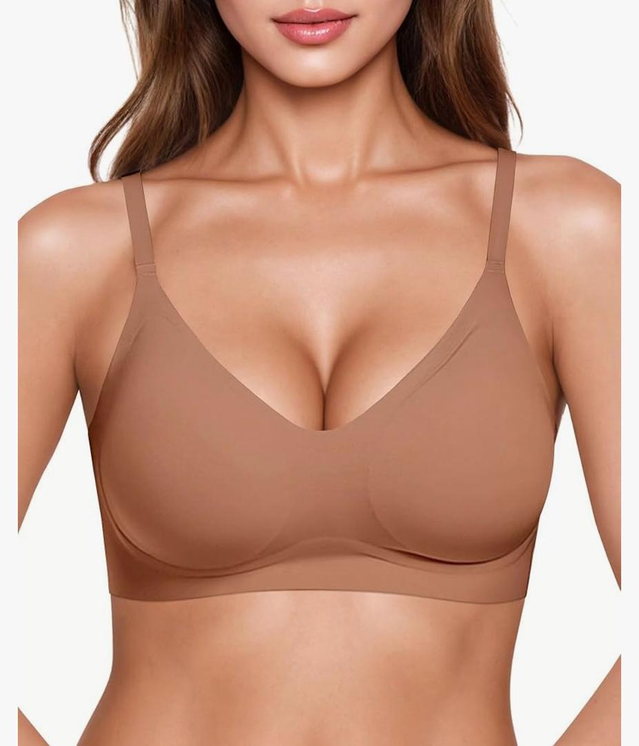 Vertvie Womens Seamless Jelly Bras No Underwire Comfort Push Up Bras Buttery Soft Wireless Bralette Full Coverage Sports Bra M