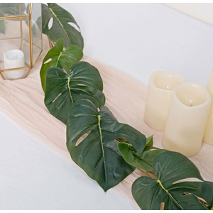 2 Pcs Light Green Artificial Monstera Leaf Garland Plant, Tropical Vine, Flexible Faux Hanging Jungle Safari Greenery 6ft