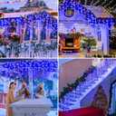 XURISEN 66ft Christmas Lights Decorations Outdoor, 640 LED 8 Modes Curtain Fairy Lights with 120 Drops,Plug in Waterproof Timer Memory Function for Christmas Holiday Wedding Party Decor(Blue)