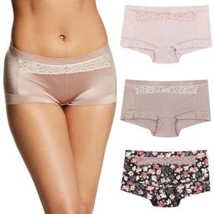 Maidenform Women's Boyshort Underwear, Microfiber Boyshort Panties, Full-coverage Panty, 3-pack (Sandshell/Evening Blush/Mauve Petal), M